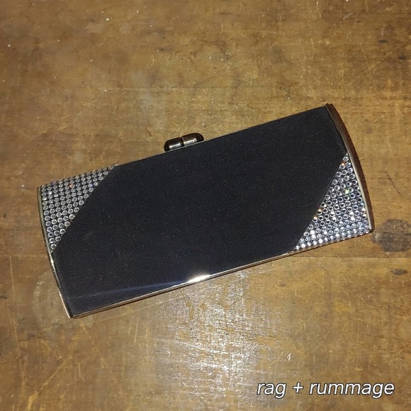 STUART WEITZMAN Swarovski Crystal Convertible Black Evening Clutch